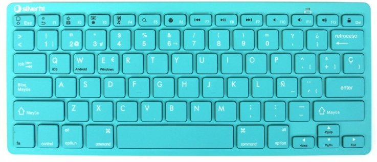 Teclado Español Silver Sanz Inalambrico Bluetooth Turquesa