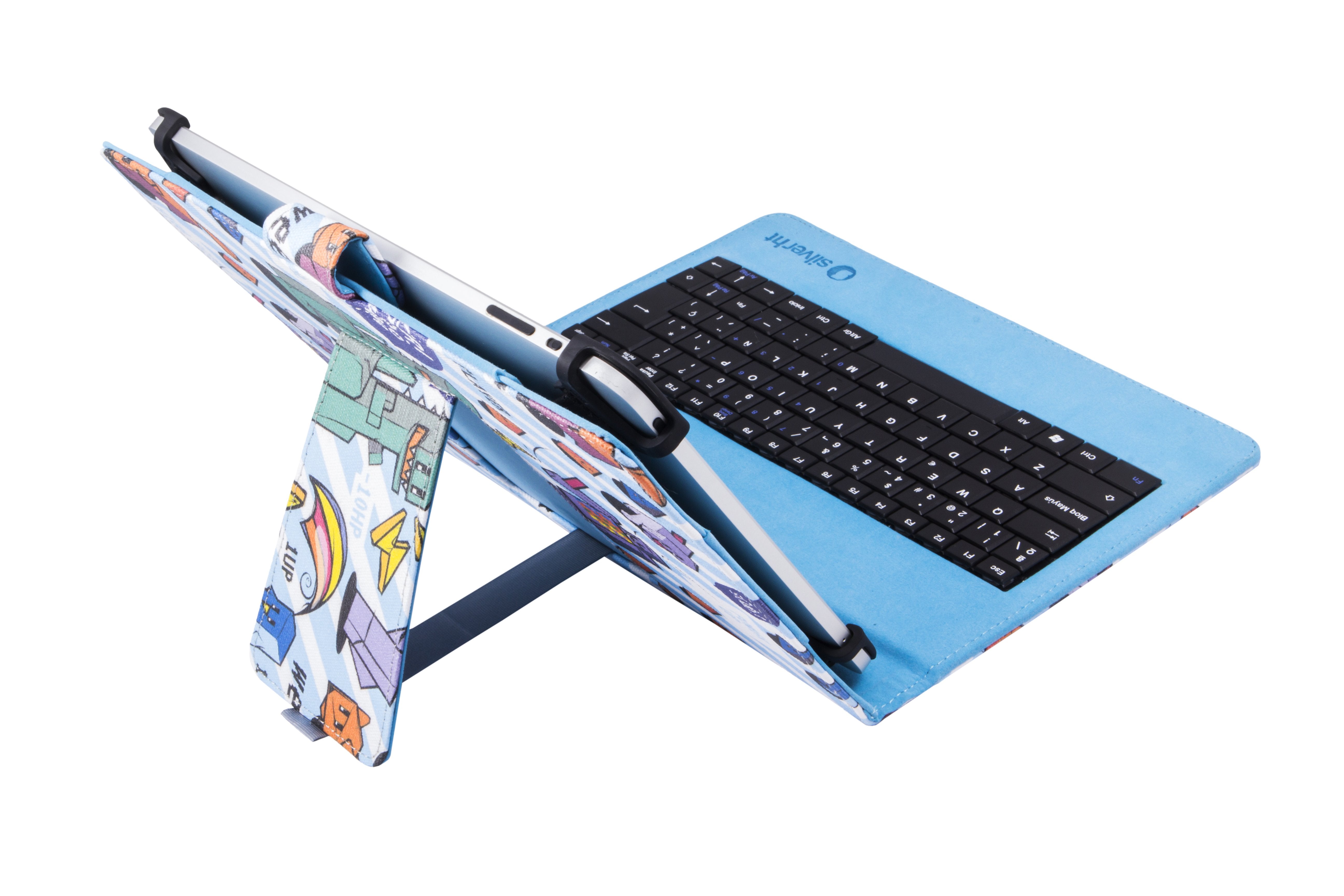 Funda Universal Estampada Silver Ht Para Tablet 9-10.1"+ Teclado Micro Usb Pixel Gamer