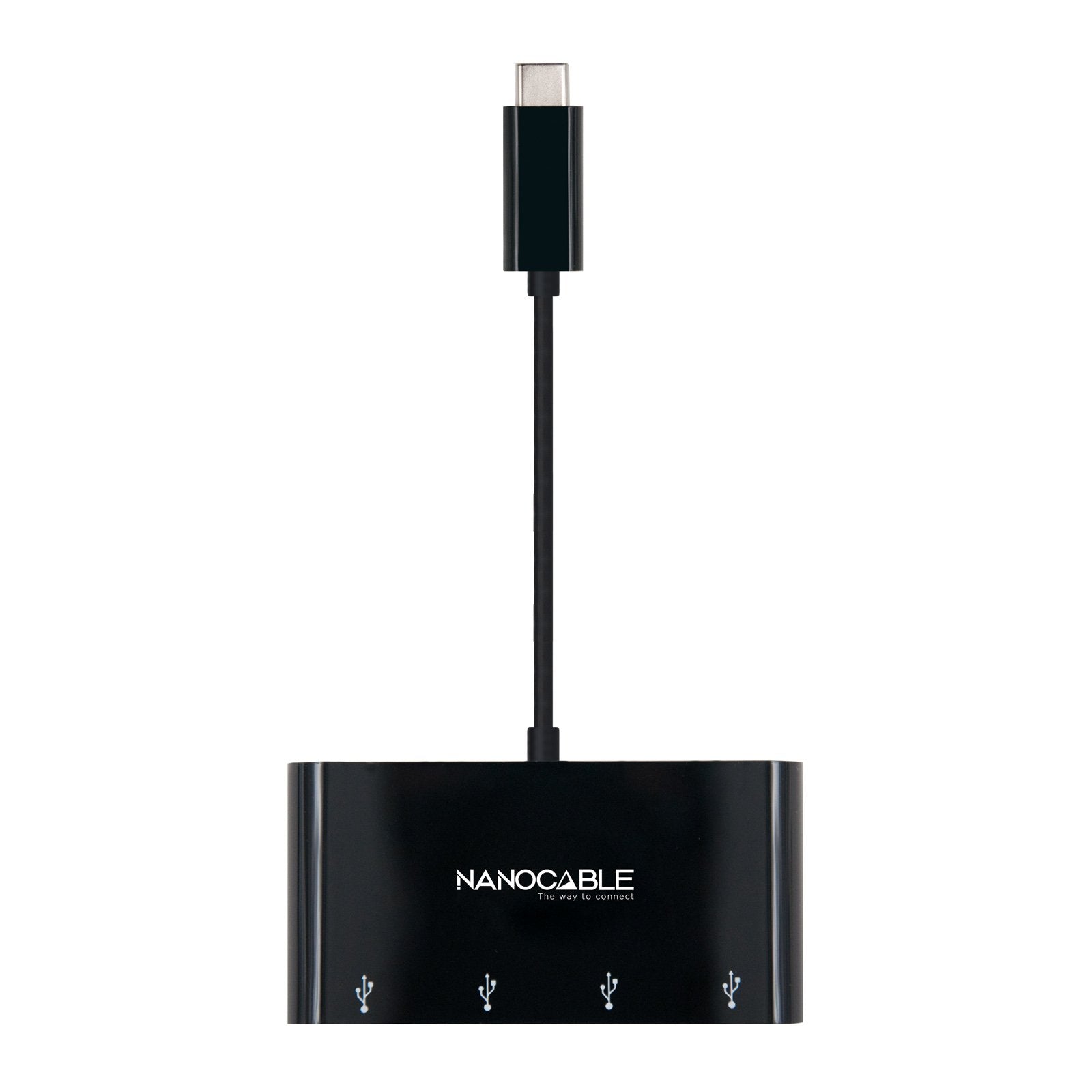 Nanocable Adaptador Usb-C A 4xusb 3.0. Usb-C/M-Usb 3.0/H - 10 Cm - Negro