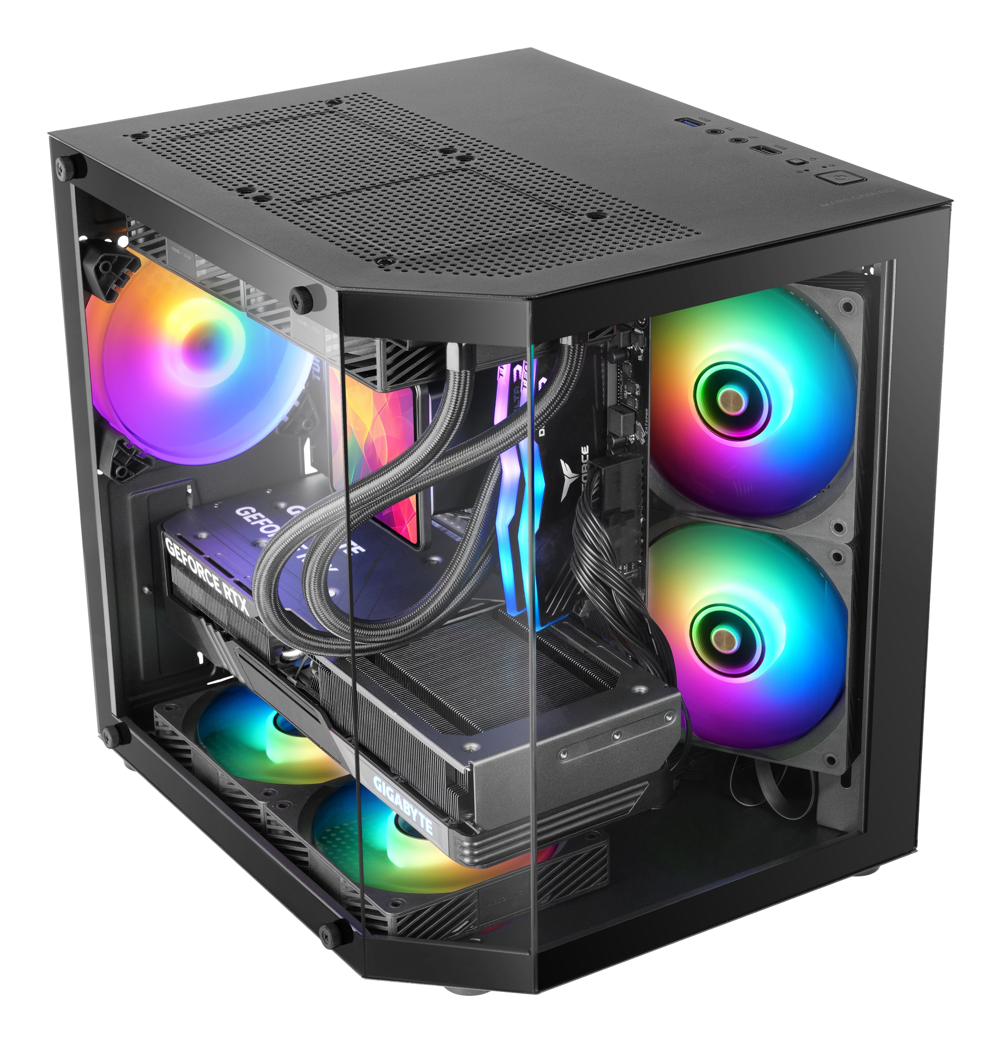 Caja Minitorre Atx Mc-3tlite Negro Mars Gaming 337×276×342 Mm / 3.5 Kg / Cristal Templado / Rgb Fijo / Microatx - Mini-Itx / Usb3.0 + Usb2.0 / 275 Mm Vga / Hasta 7 Ventiladores