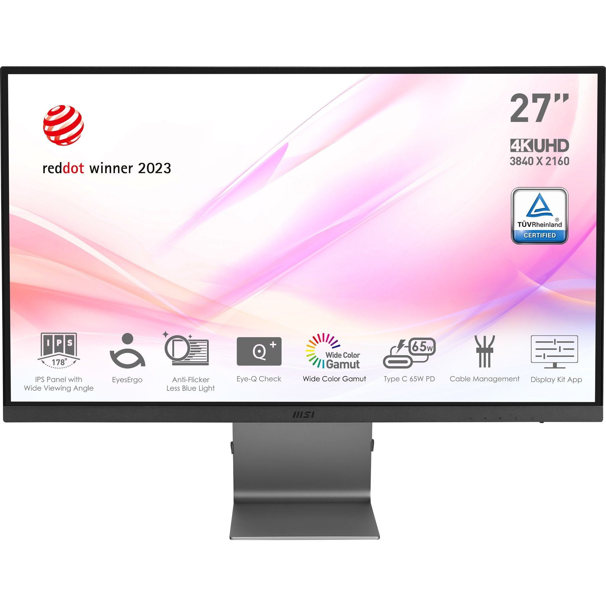 Monitor Msi Modern Md271ulde, Led (69 Cm(27"), Gris, 4k, Hdmi, Displayport) 9s6-3pb8ch-003