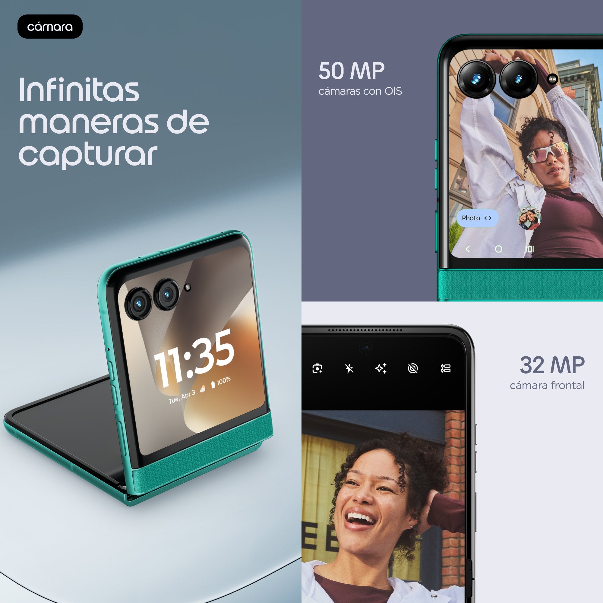 EAN 0840493609850 - Motorola razr 70 17,5 cm (6.9") SIM doble Android 16.0 5G USB Tipo C 8 GB 256 GB 4800 mAh Verde oscuro imagen 17