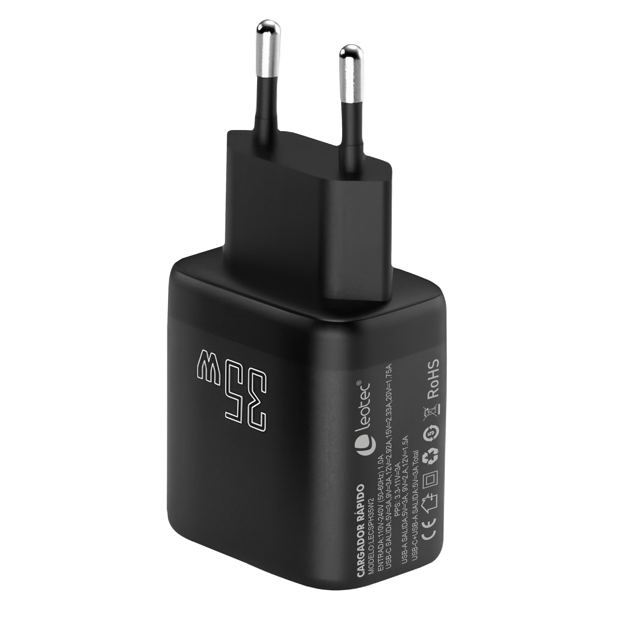 EAN 8436588882561 - Leotec LECSPH35W2K cargador de dispositivo móvil Universal Negro Corriente alterna Carga rápida Interior imagen 3