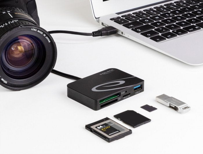 Lector De Tarjetas Externo Delock Memorias Xqd / Sd / Micro Sd + Puerto Usb Tipo-A