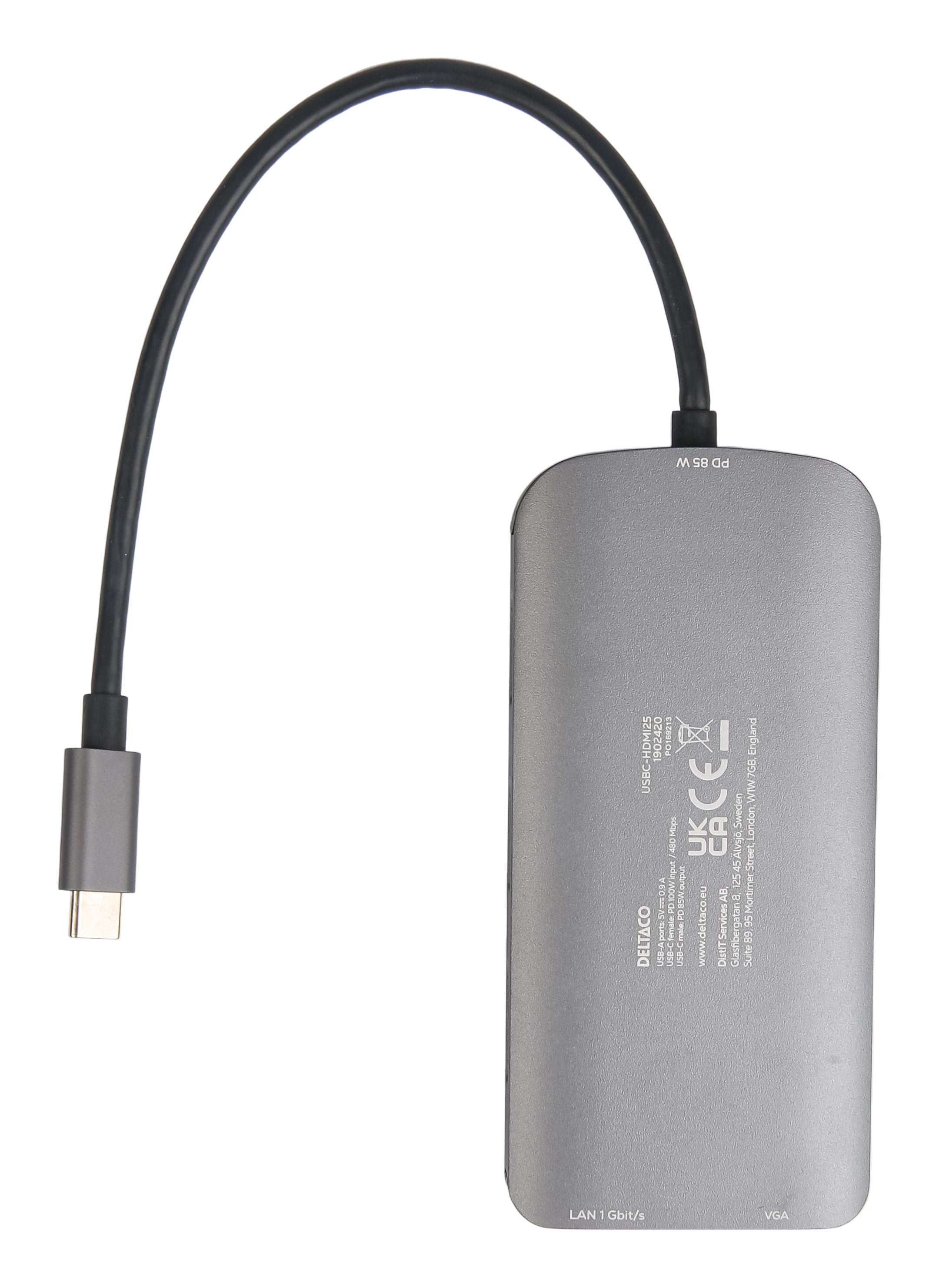 EAN 7333048060600 - Deltaco USBC-HDMI25 hub de interfaz USB Tipo C 5000 Mbit/s Gris imagen 4
