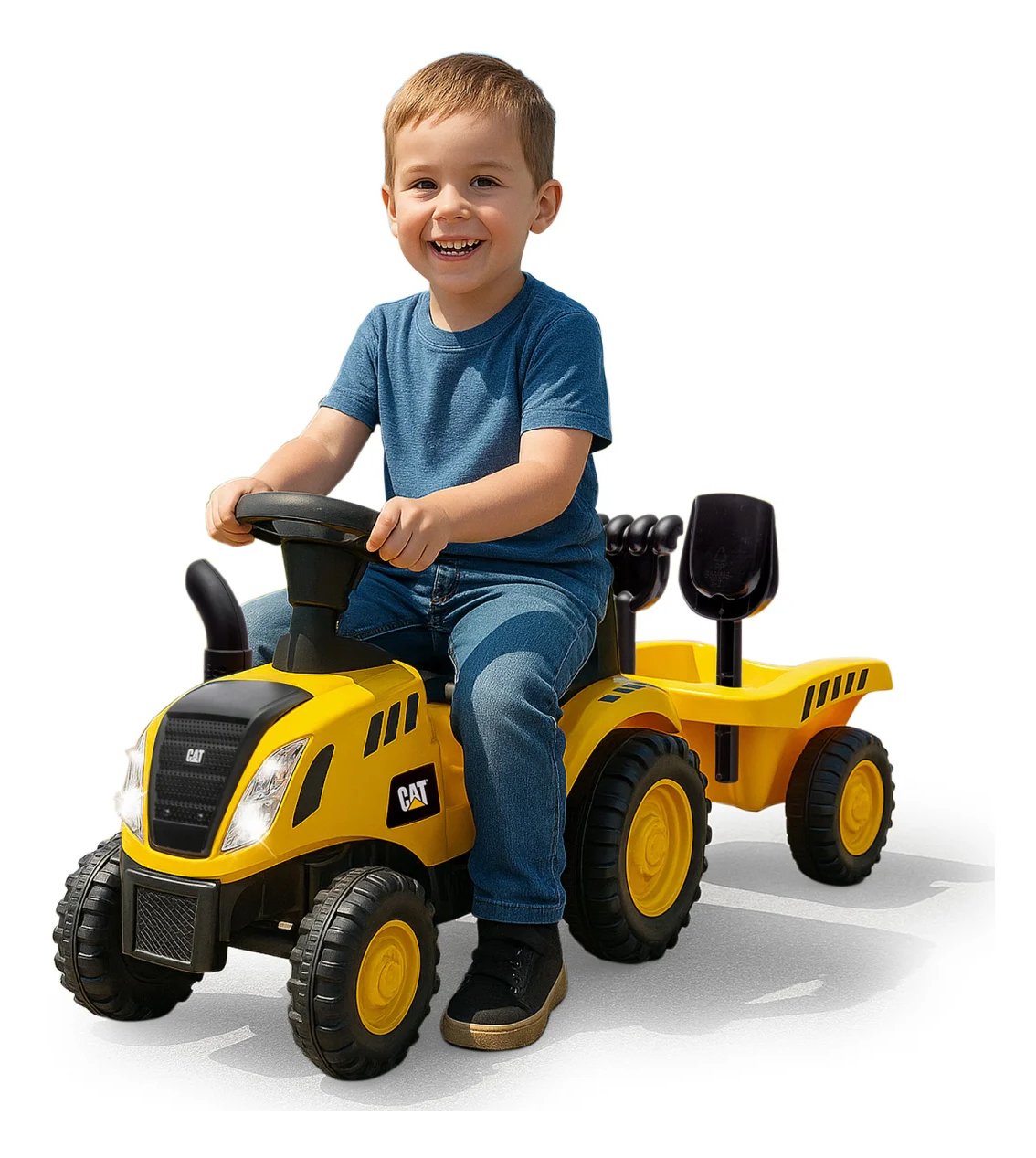 Jamara Rutscher Caterpillar Traktor Con Anhänger 2in1 Amarillo
