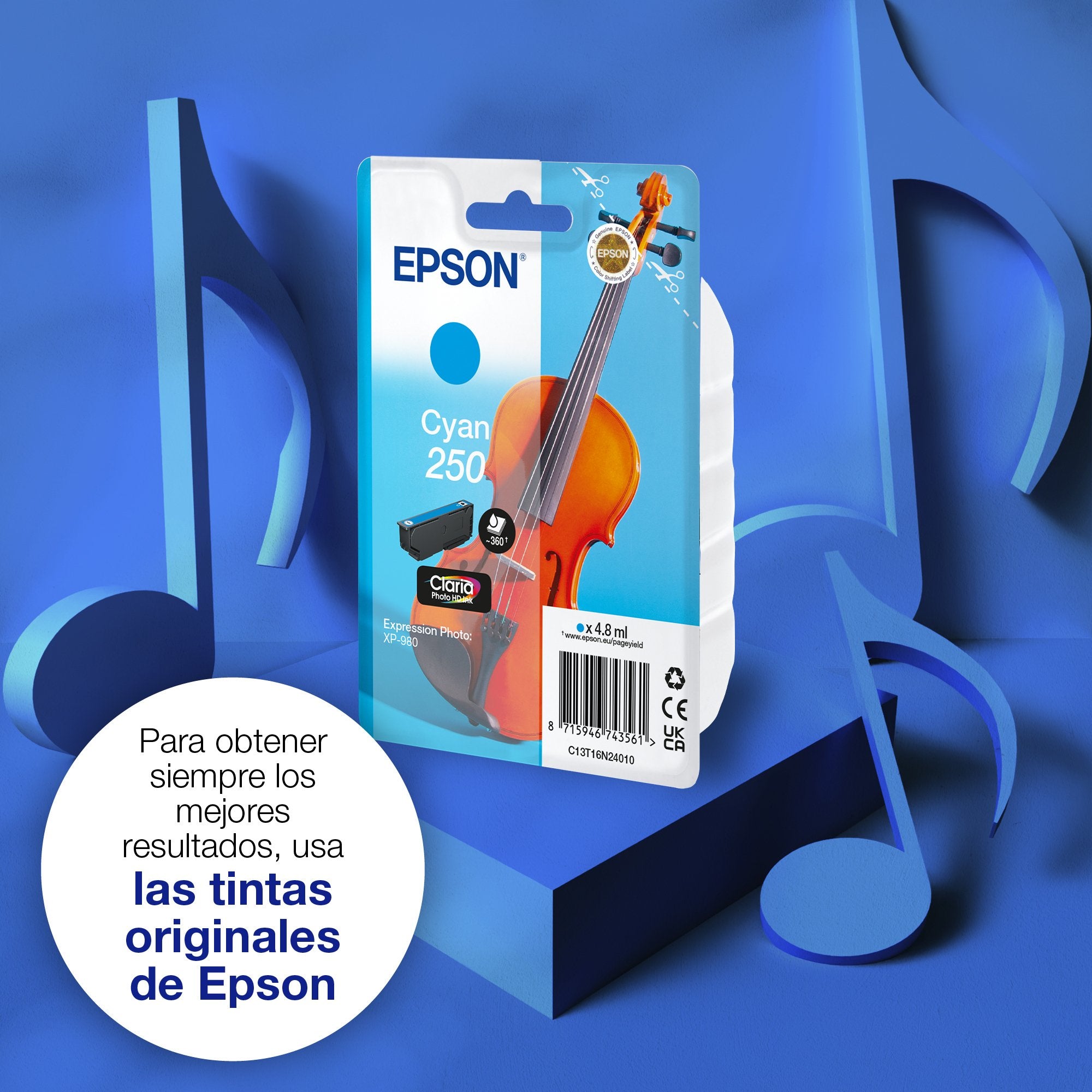 EAN 8715946743561 - Epson 250 Violin Claria Photo HD cartucho de tinta 1 pieza(s) Original Rendimiento estándar imagen 5