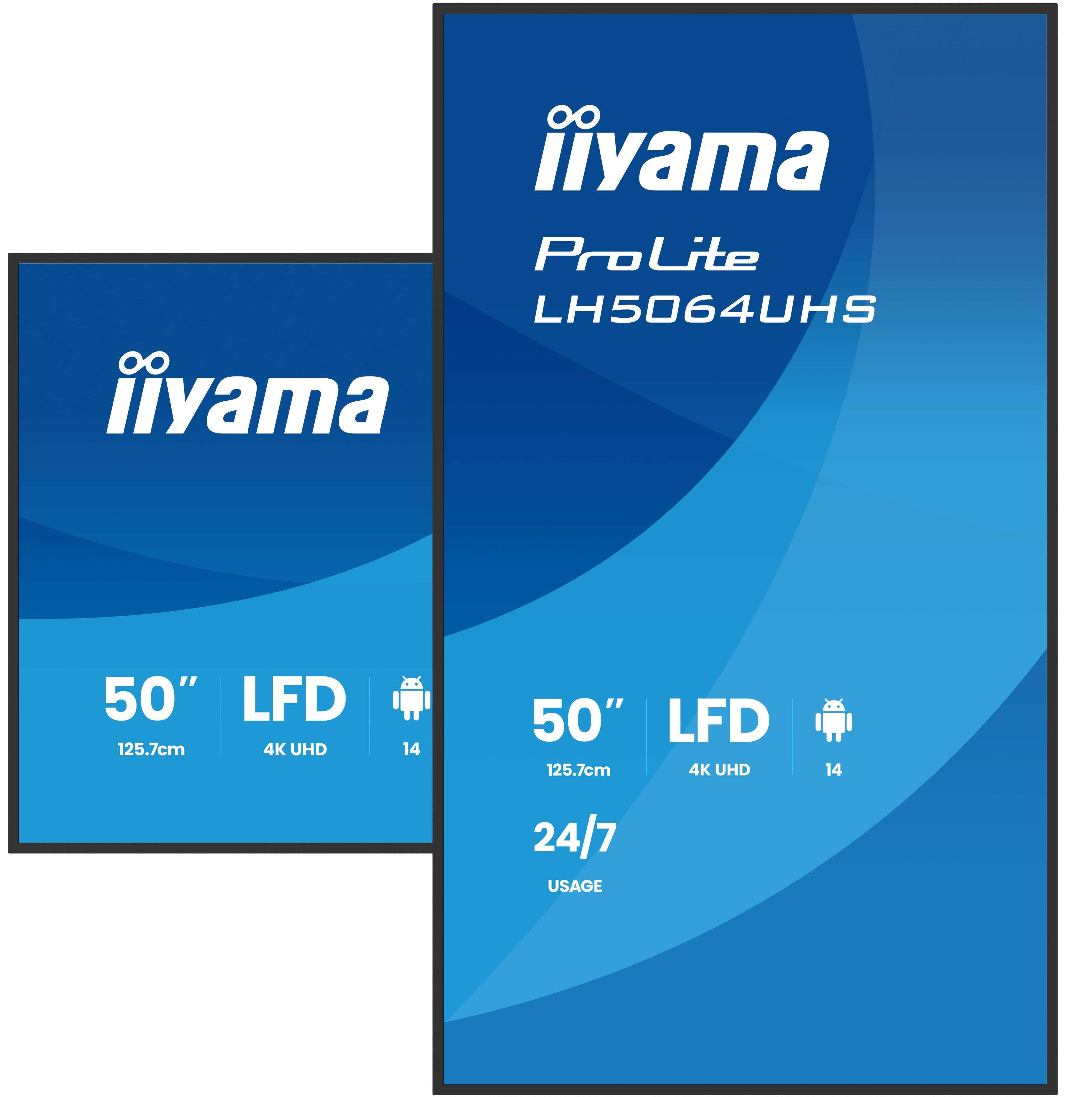 Iiyama Lh5064uhs-B1ag Pantalla Plana Para Señalización Digital 127 Cm (50") Wifi 500 Cd / M² 4k Ultra Hd Negro Android