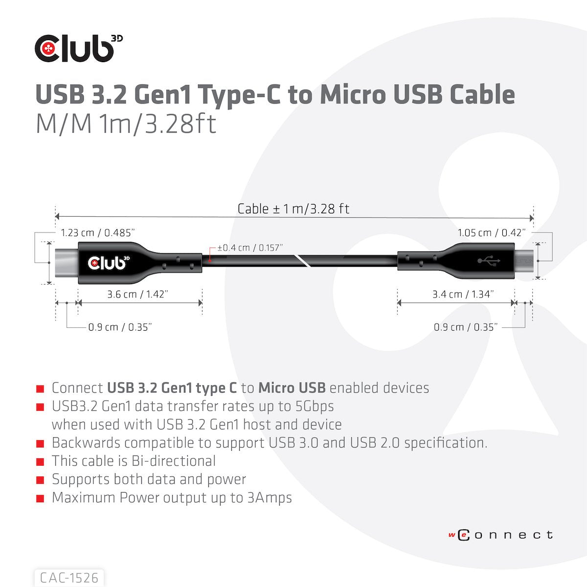 EAN 8719214471903 - CLUB3D CAC-1526 cable USB USB 3.2 Gen 1 (3.1 Gen 1) 1 m USB C Micro-USB B Negro imagen 4