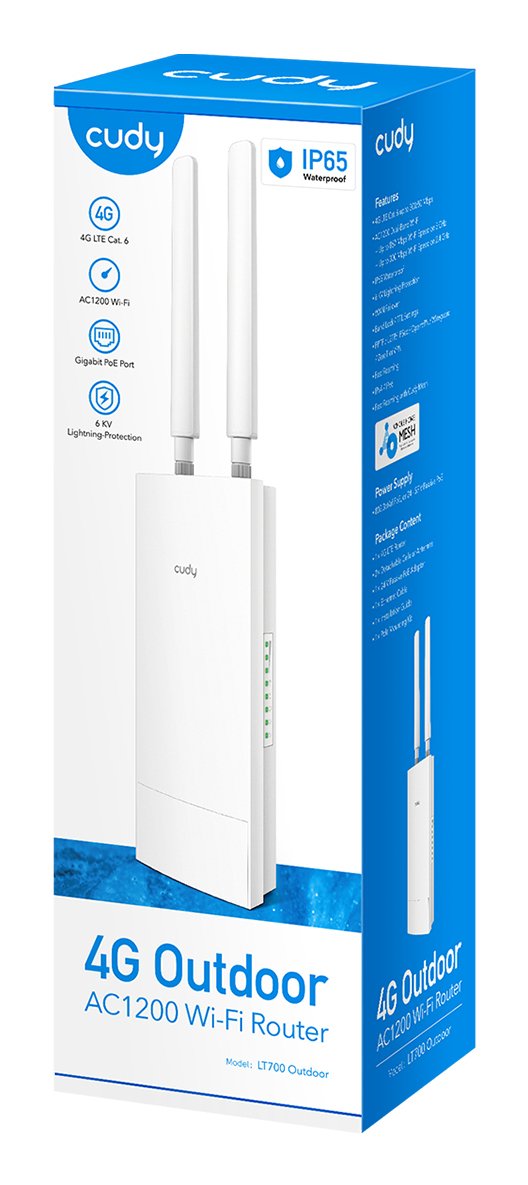 EAN 6971690793142 - Cudy Indoor/Outdoor 4G Cat 6 AC1200 Wi-Fi Router, LT700 Outdoor 1.0 router inalámbrico Gigabit Ethernet D imagen 5