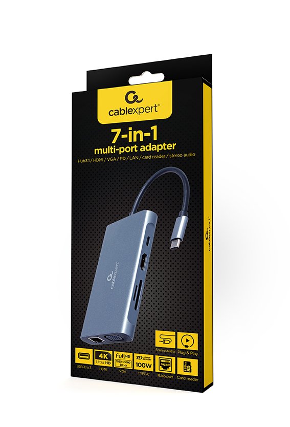 EAN 8716309121477 - Gembird A-CM-COMBO7-01 base para portátil y replicador de puertos USB 3.2 Gen 1 (3.1 Gen 1) Type-A Gris imagen 5