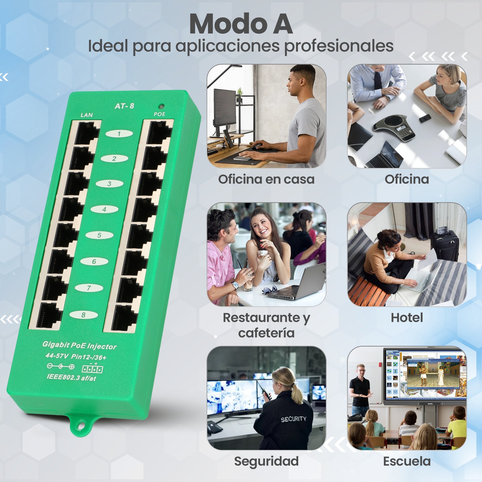 EAN 5903148912561 - Extralink ACTIVE POE INJECTOR 8 PORT GIGABIT 802.3AT/AF MODE A - 1 Gbps - 8-Port Gigabit Ethernet 48 V imagen 18