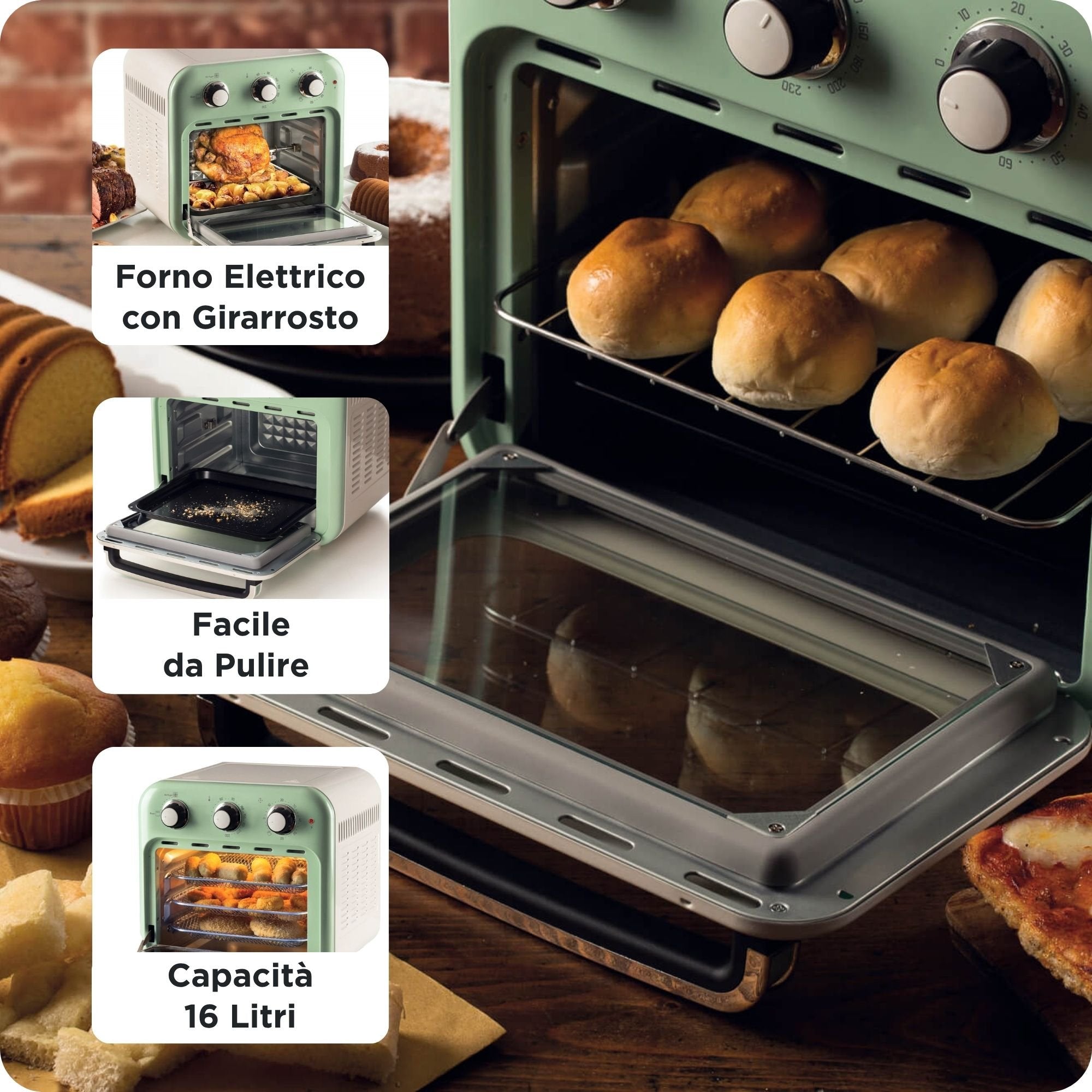 EAN 8003705122444 - Ariete 4632/04 Sencillo 16 L Independiente 1400 W Freidora de aire caliente Verde imagen 4