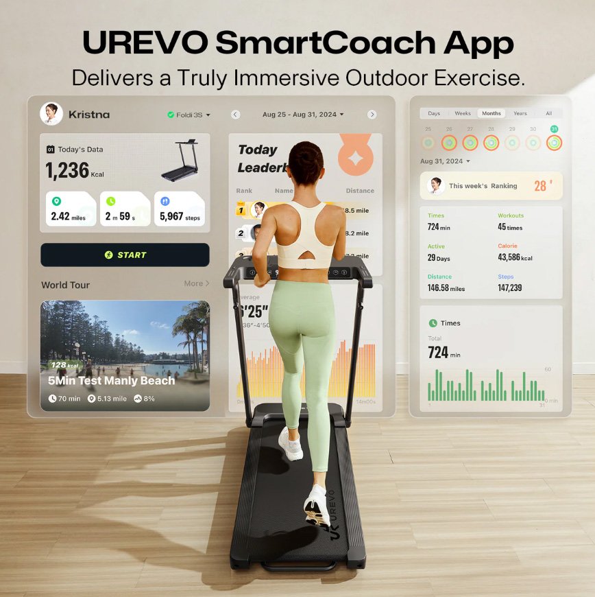 Cinta De Correr Con Mesa De Trabajo Y Ejercicio Incorporada Urevo Foldi 3s