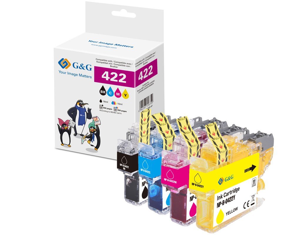 Tinta G&G 4 Brother Lc422val Bk,C,M,Y (550 Páginas)