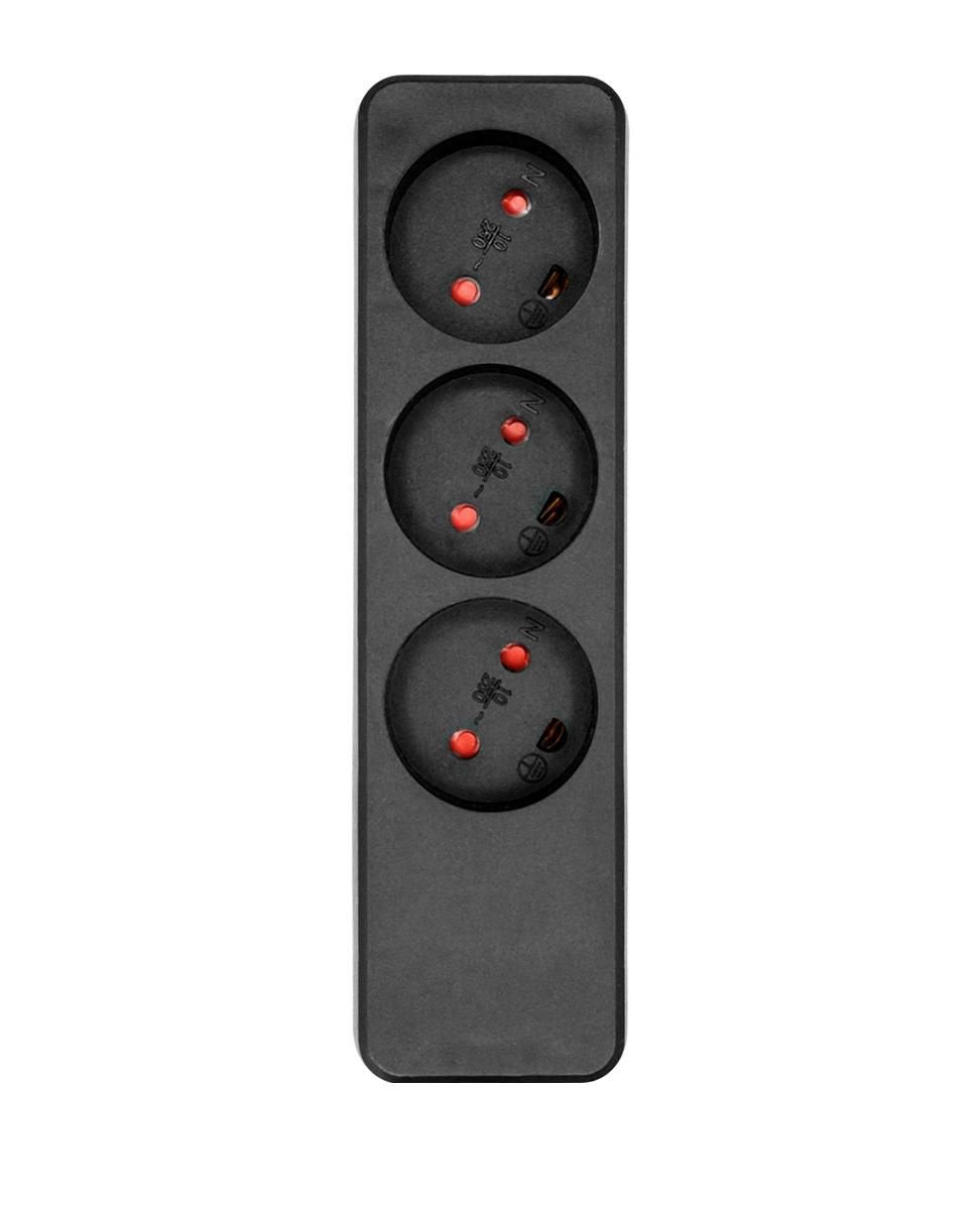 Danish Power Strip 3-Way Black