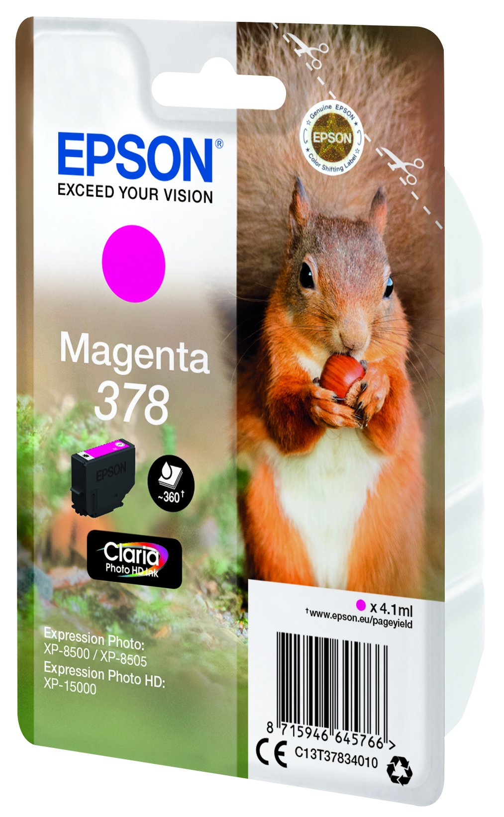 EAN 8715946645766 - Epson Squirrel C13T37834010 cartucho de tinta 1 pieza(s) Original Rendimiento estándar imagen 3