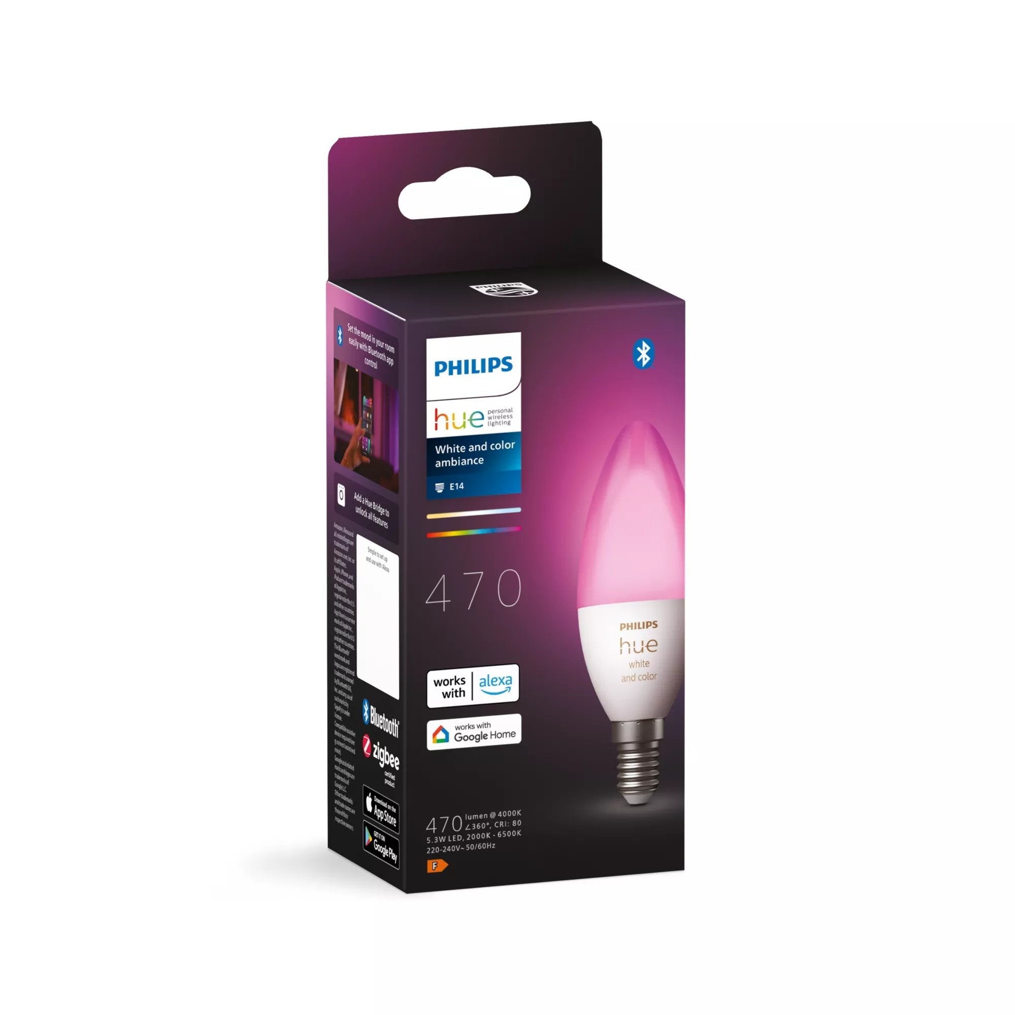 Philips Hue Led Candle E14 Bt 5,3w 470lm White Color Ambiance