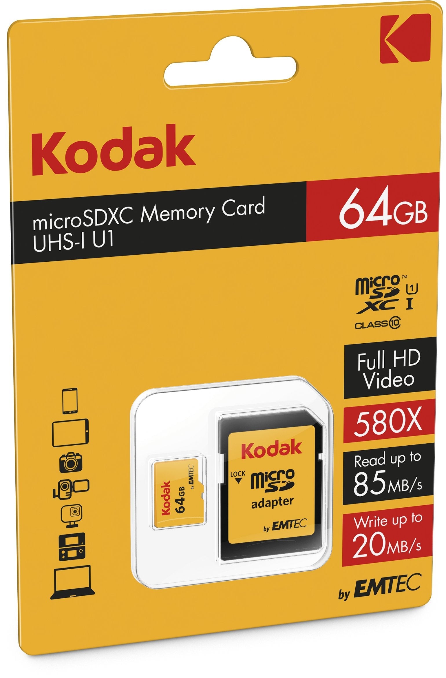 Kodak Msd 64gb U1 V10 W/Adaptador