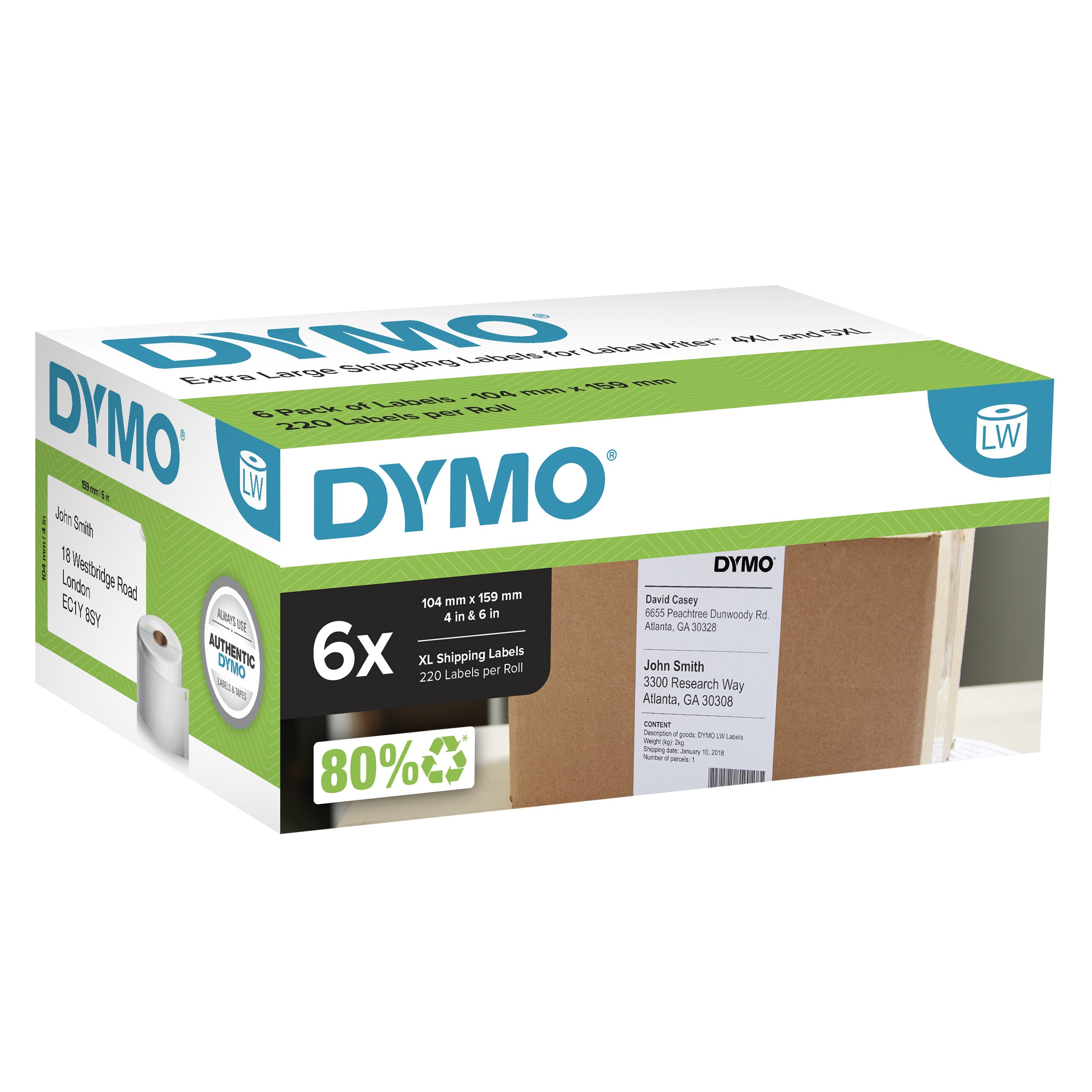 Dymo Etiketten Versand Dhl-Label 6er 102mm X 210mm 6 Rollen À 140 S W