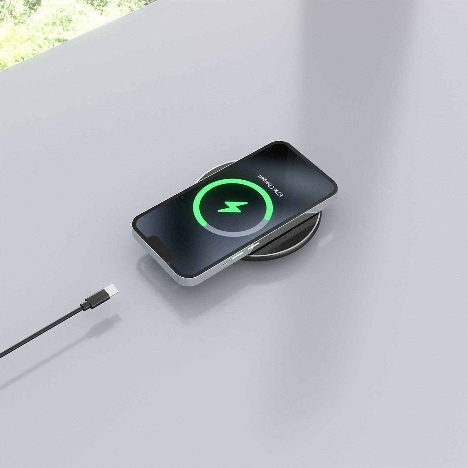 Aisens Cargador Inalambrico Usb-C 15w Para Movil, Negro