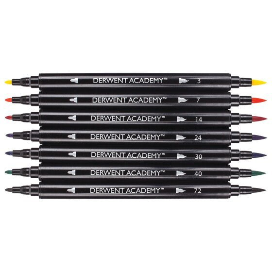Derwent Academy Estuche 8 Rotuladores Doble Punta ( Fina Y Pincel ) C/Surtidos