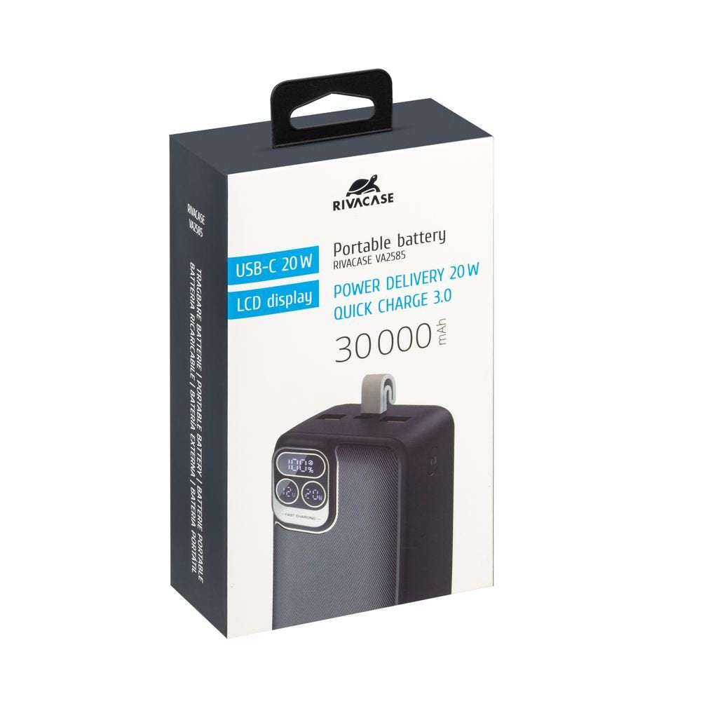 Rivacase Powerbank Va2585 30000mah Qc/Pd/Lcd 20w