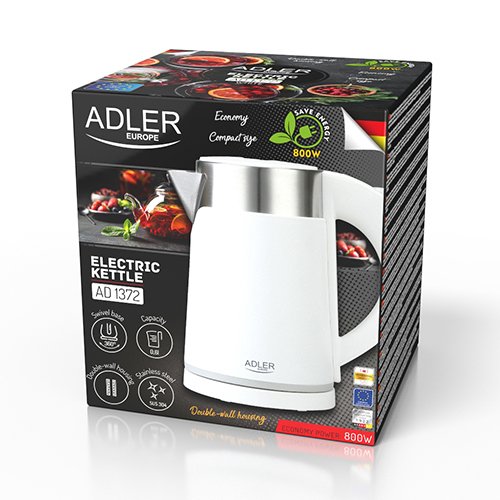 EAN 5903887809665 - Adler AD 1372W tetera eléctrica 0,6 L 800 W Metálico, Blanco imagen 13