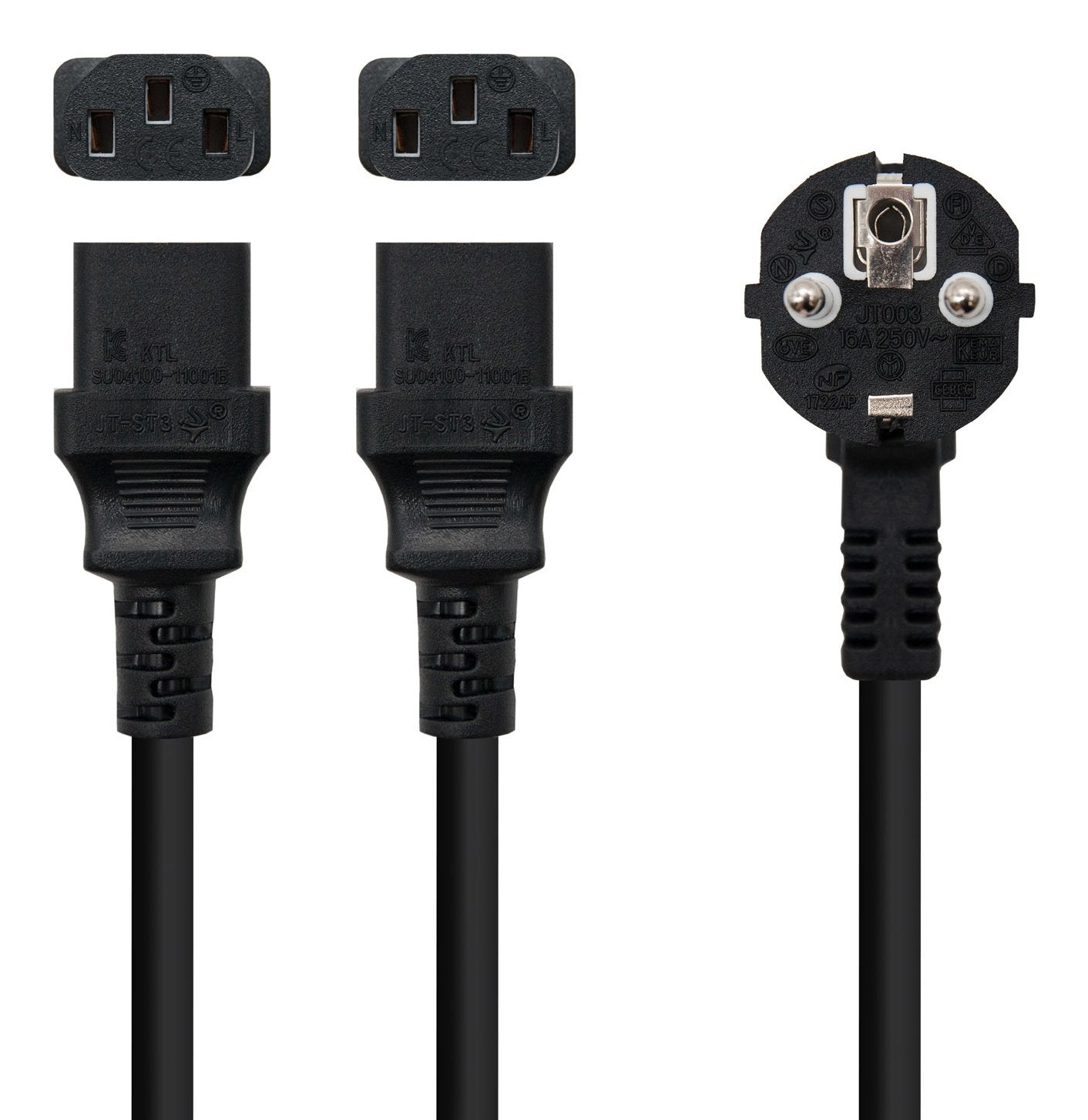 EAN 8433281013179 - Nanocable 10.22.0100 cable de transmisión 1,8 m Enchufe tipo F Acoplador C13 2 x imagen 2