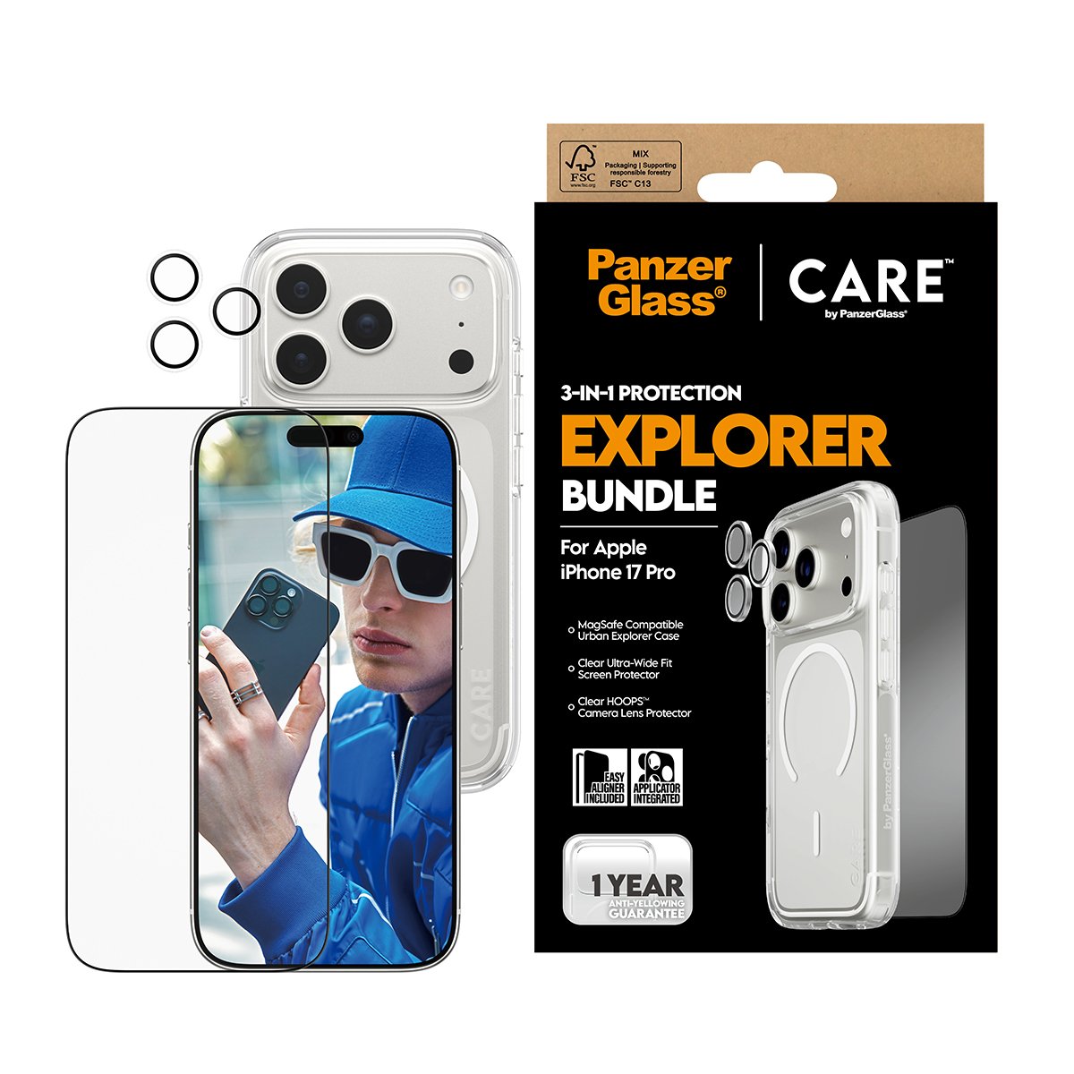EAN 5715685027390 - PanzerGlass ® | CARE by ® 3-in-1 Flagship Explorer Bundle iPhone 17 Pro Protector de pantalla Apple 1 pie imagen 3