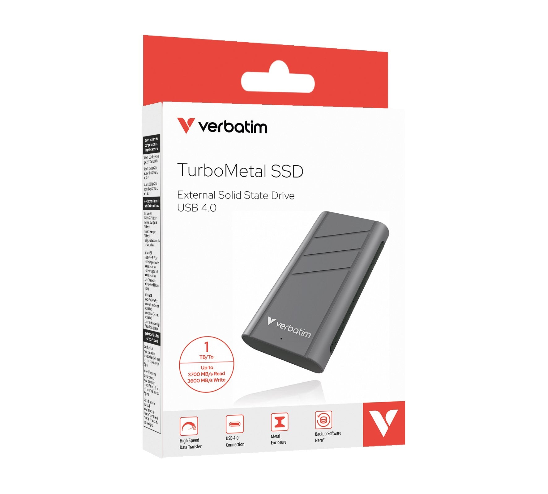 EAN 0023942320210 - Verbatim TurboMetal SSD USB4 1TB USB Tipo C USB4 Gen 2x2 Plata imagen 1