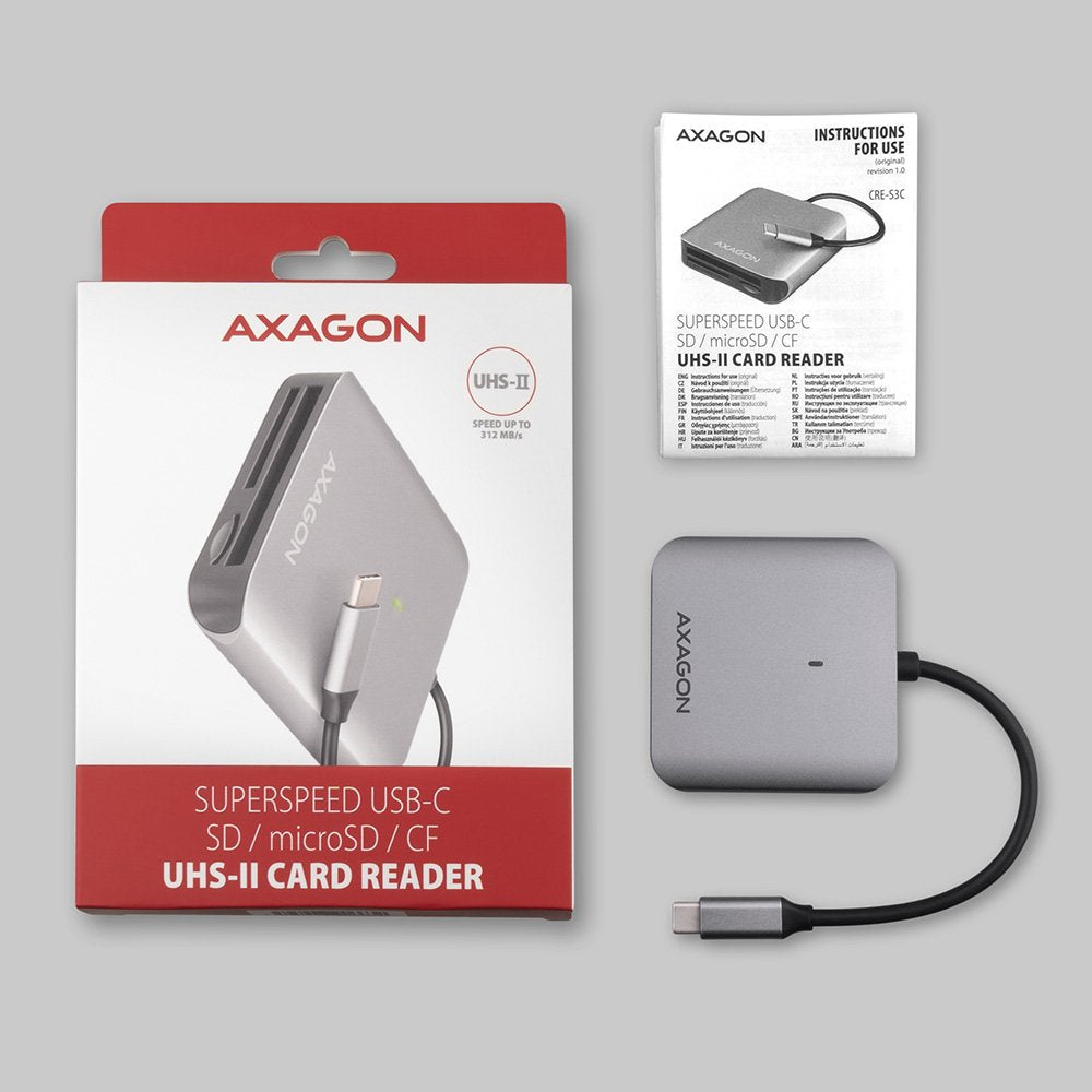 EAN 8595247906632 - Axagon CRE-S3C lector de tarjeta USB 3.2 Gen 1 (3.1 Gen 1) Type-C Gris imagen 8