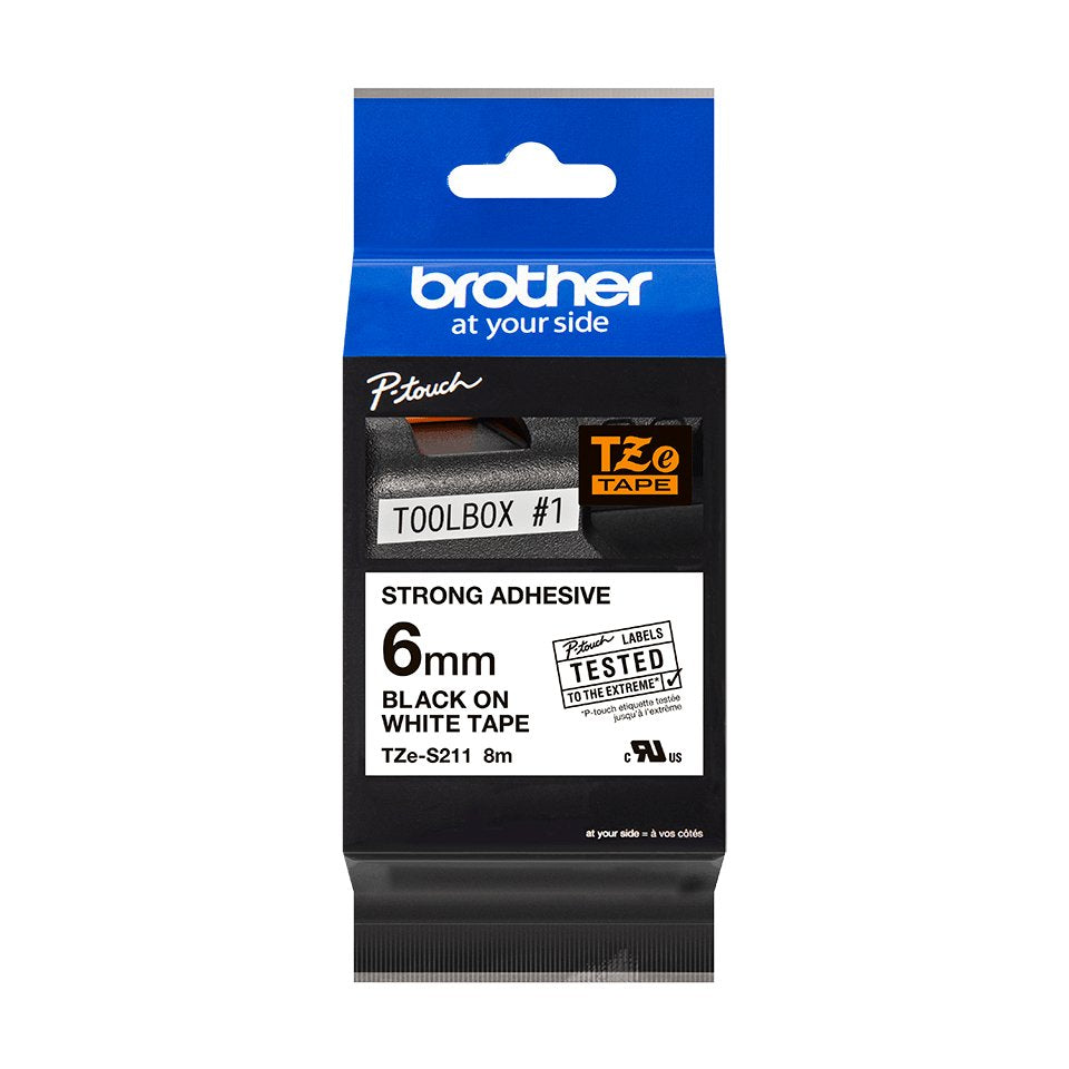 Original Brother Cinta Rotuladora Laminada Blanco/Negro 8m 6mm