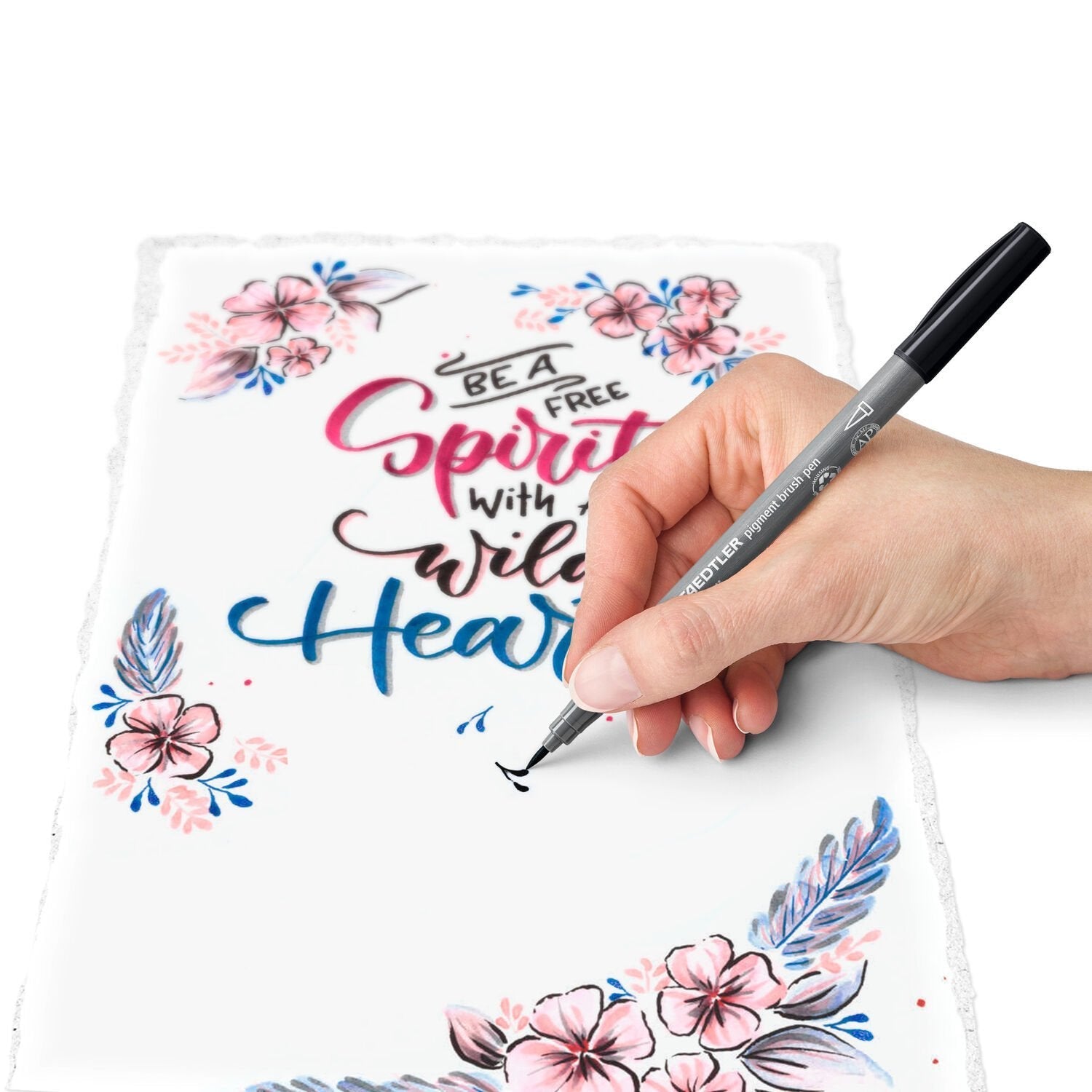 Staedtler Brush Lettering Design Journey - Set De 6 Rotuladores 1 Lápiz, 1 Goma De Borrar Y 1 Afilalápices, 61 371-1