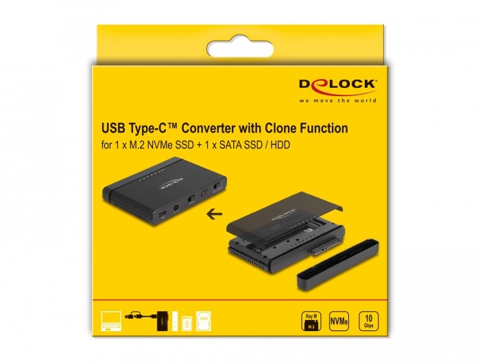 Usb Type-C Konverter Für 1 X M.2 Nvme Ssd + 1 X Sata Ssd Hdd Mit Klon Funktion