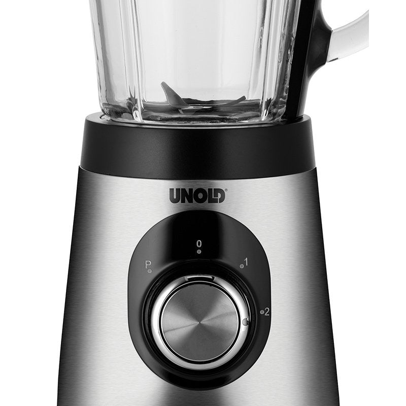 Batidora De Vaso Unold 78625 1,5 L 500 W Negro, Acero Inoxidable, Batidora Depie Acero Fino/Negro, Batidora De Vaso, 1,5 L, Función De Impulso, Picahielos, 500 W, Negro, Acero Inoxidable