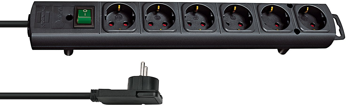 Brennenstuhl 1153300100 Base Múltiple 2 M 6 Salidas Ac Interior Negro