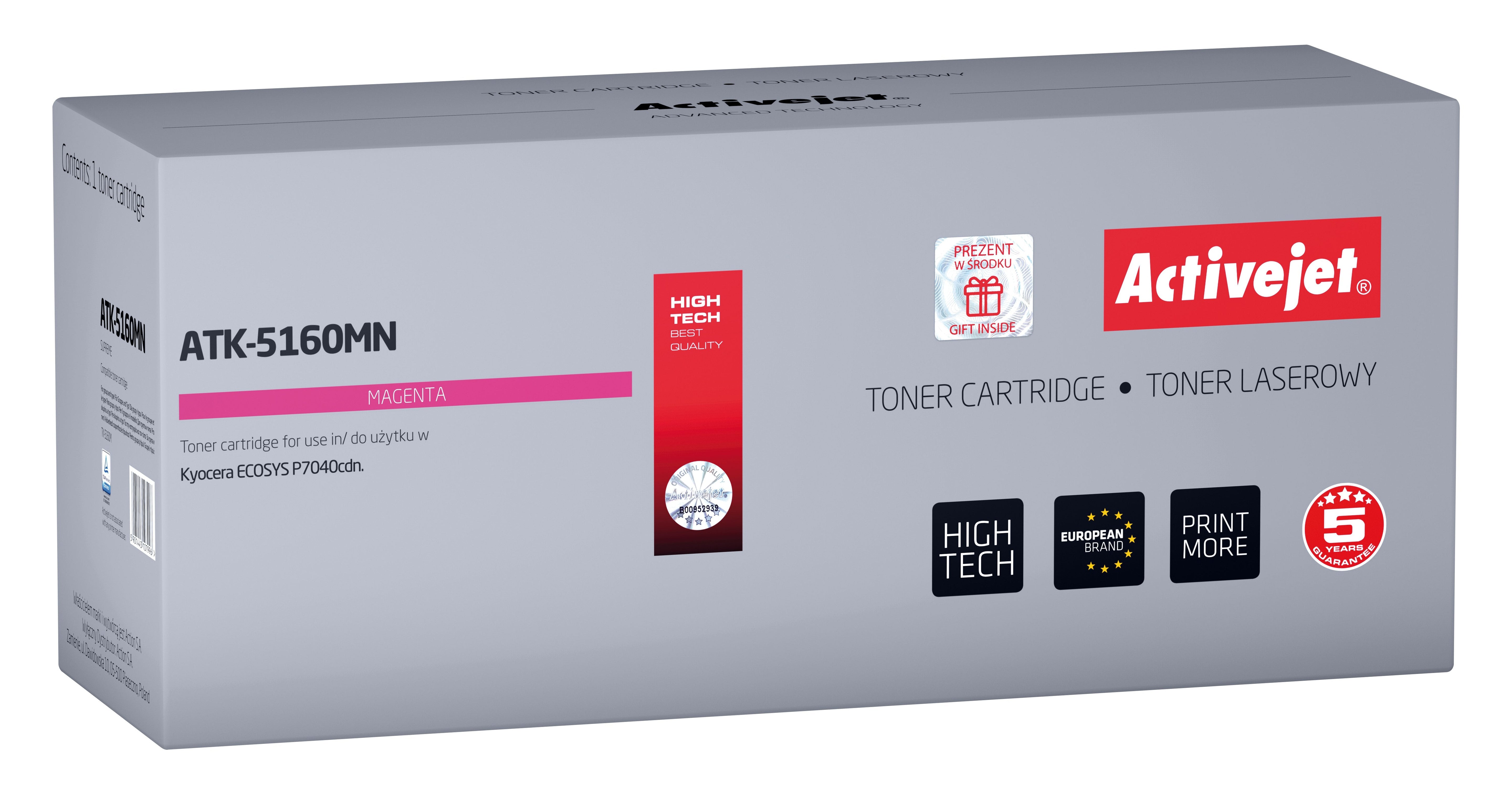 Tóner Activejet Atk-5160mn (Reemplazo Para Kyocera Tk-5160m - Supreme - 12,000 Páginas - Magenta)
