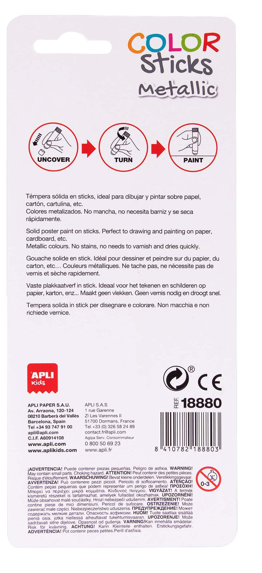 EAN 8410782188803 - APLI Kids Color Sticks Oro, Plata 2 pieza(s) imagen 3