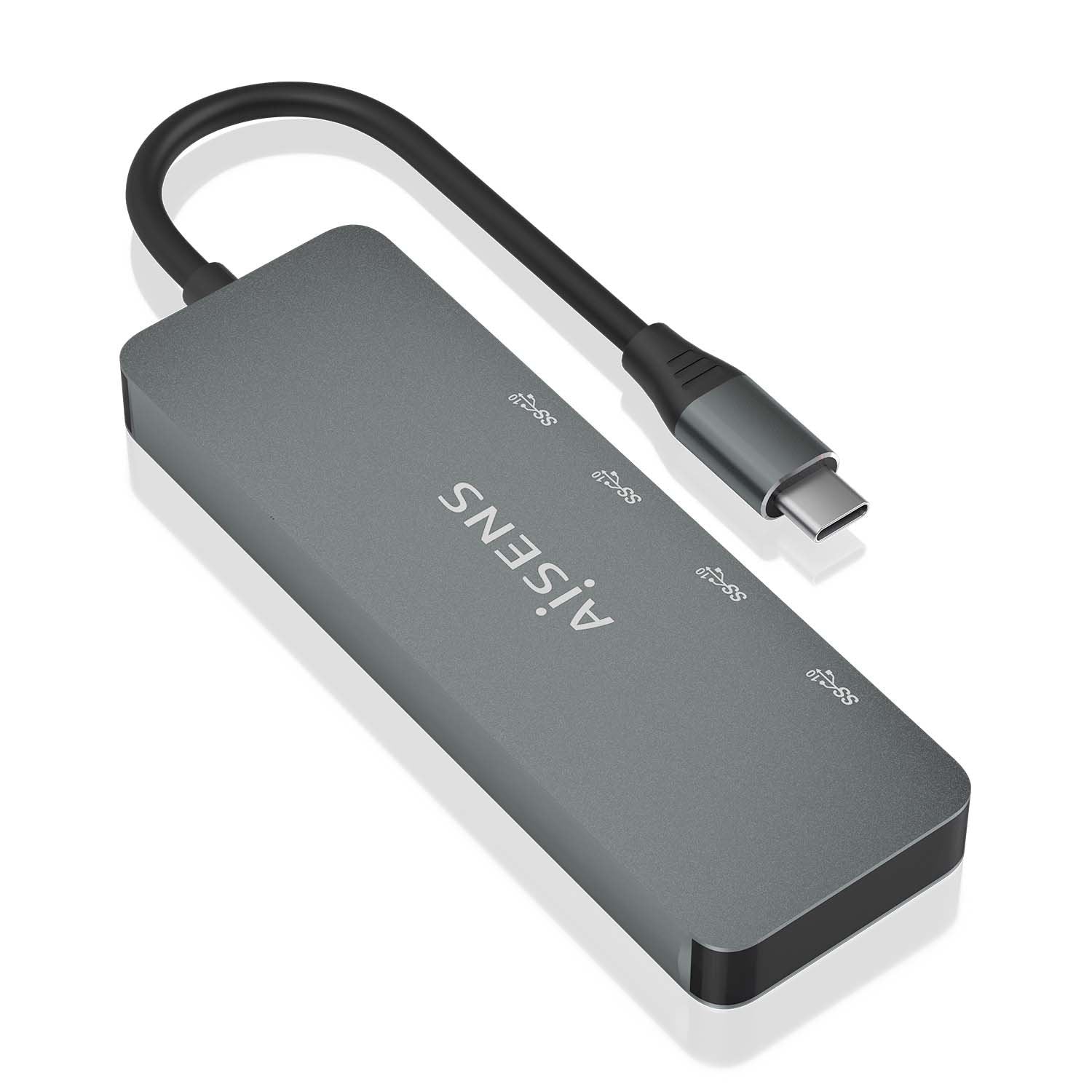 Aisens Hub Usb 3.2 Gen2 10g Usb-C, Usb-C/M-2xusb-C/H-2xusb-A/H, Gris, 15cm