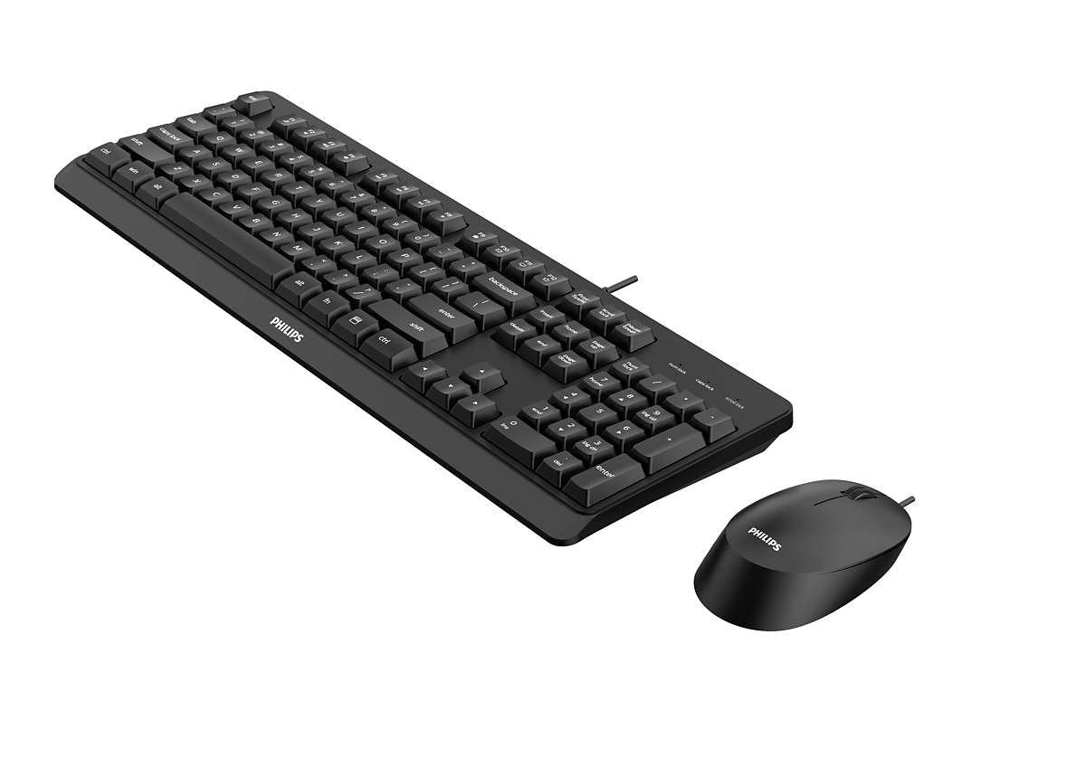 Teclado Inglés + Ratón Philips 2000 Series Spt6207bl/00 Usb Qwerty Negro