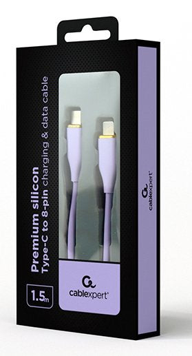 Gembird Premium Silicon Usb Tipo C To 8-Pins Charging Data Cable 1.5m Violet