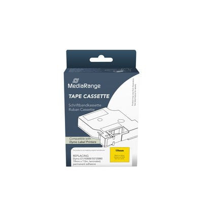 Mediarange Schriftbandka. Komp. Dymo 19mmx7m Negro Amarillo