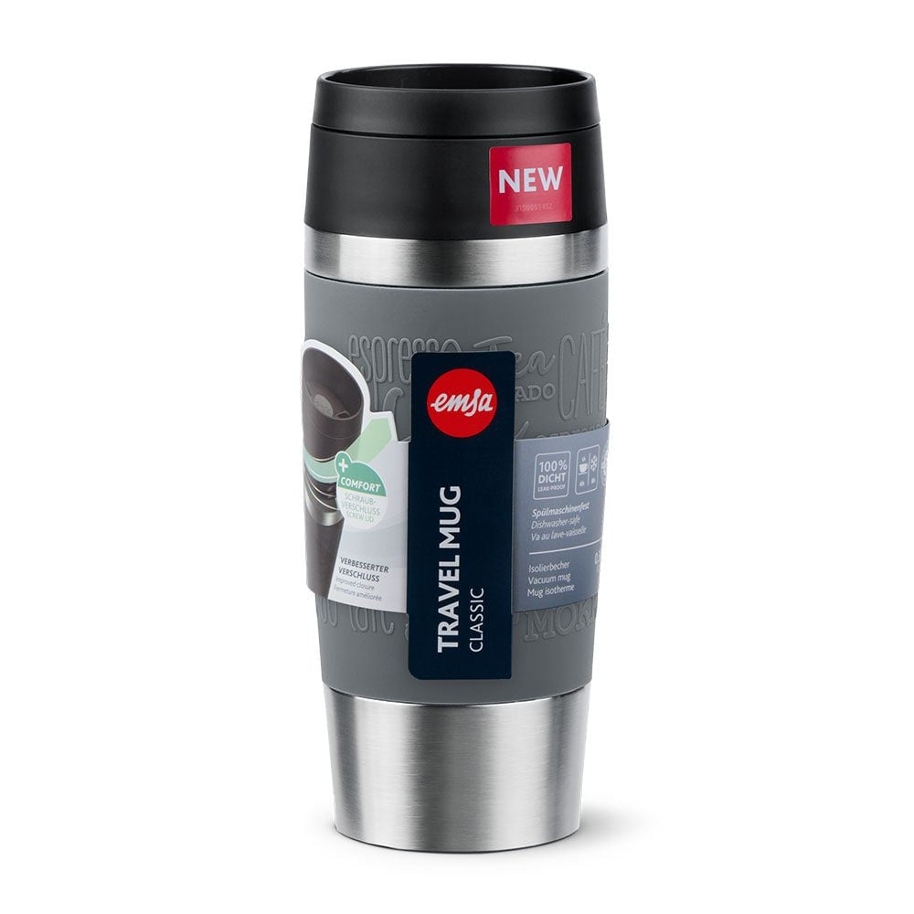 Taza Térmica Emsa Travel Mug Clásica Gris/Acero Inoxidable, 0,36 Litros N2020500