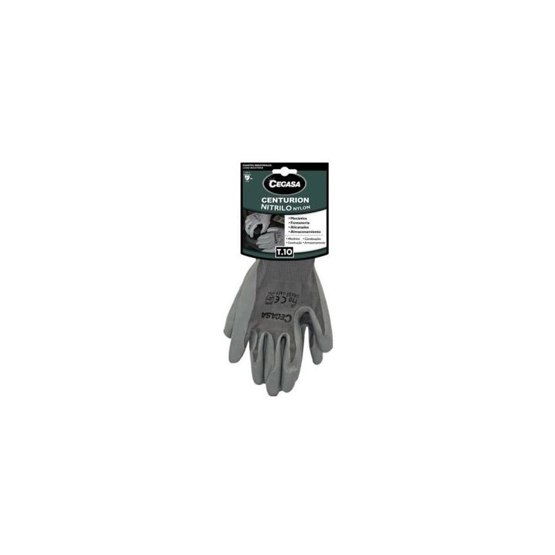 Cegasa Centurion Guantes De Trabajo Talla 10 - Fabricados En Nylon Con Recubimiento De Nitrilo En Palma Y Dedos - Color