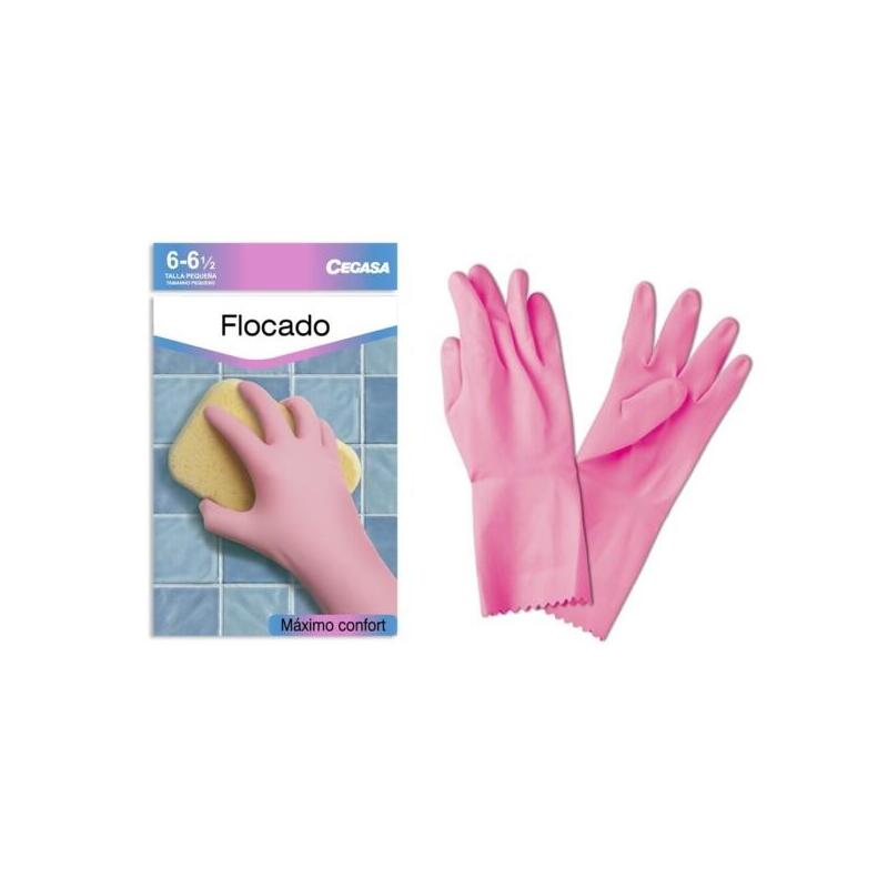 Cegasa Guantes De Latex Talla P 6-6 1/2 - Flocados - Uso General, Domestico, Limpieza - Rosa