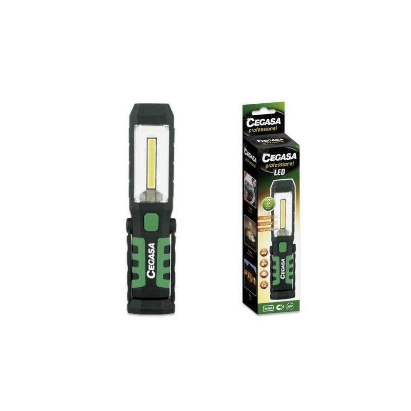 Cegasa Profesional Linterna Magnetica Led - Cob Lateral, Led Superior Y Luz De Emergencia - Gancho Ajustable 360⺠-