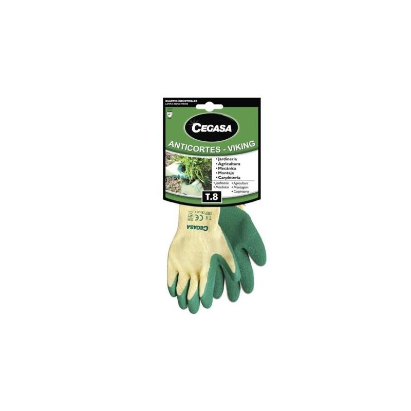 Cegasa Viking Guantes De Trabajo Anticortes Talla 8 - Fabricados En Algodon Con Recubimiento De Latex Rugoso En Palma Y