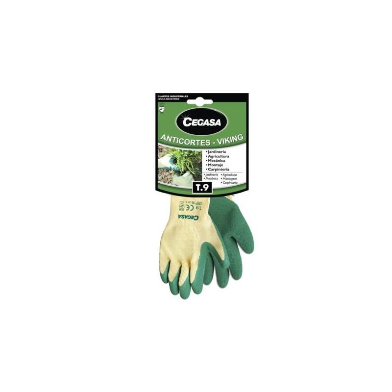 Cegasa Viking Guantes De Trabajo Anticortes Talla 9 - Fabricados En Algodon Con Recubimiento De Latex Rugoso En Palma Y