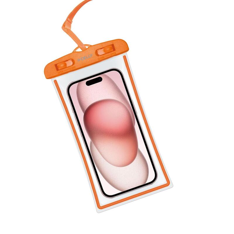 Celly Transparent Waterproof Case To 6.7'' Orange Splashbag24orf